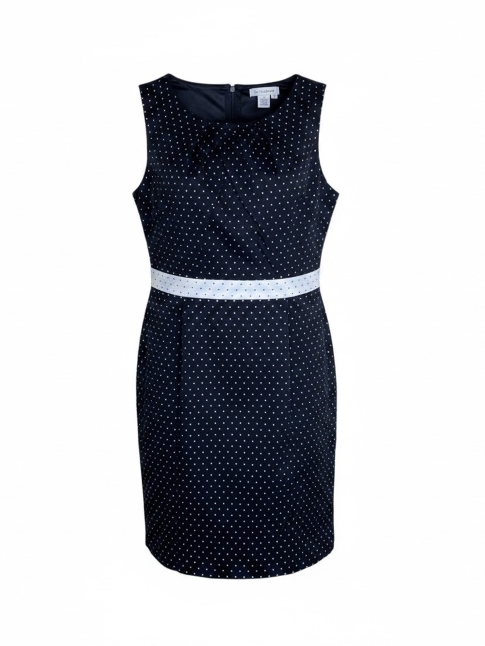 Liz Claiborne Sleeveless Dress Shift Sz 14 Black and White Polka Dot  Back Zip